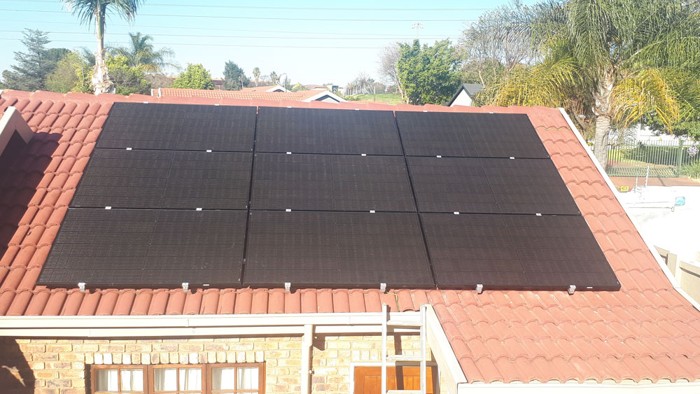 Black solar modules array in place